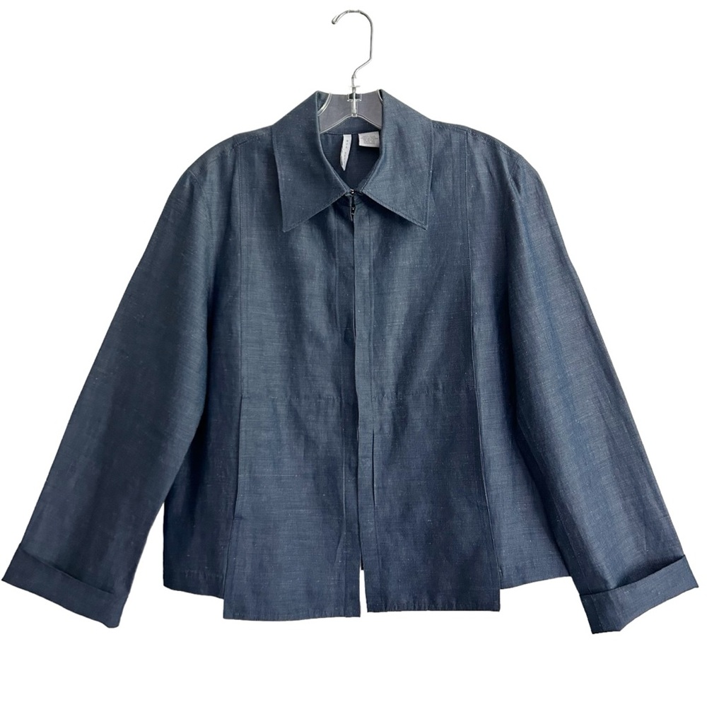 Via Seta Denim Blue Silk Linen Pantsuit 10 Epc View 3